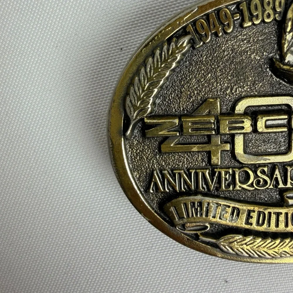 Zebco 40th Anniversary Belt‎ Buckle 1949-1989 Limited Edition Bass Fishing Brass